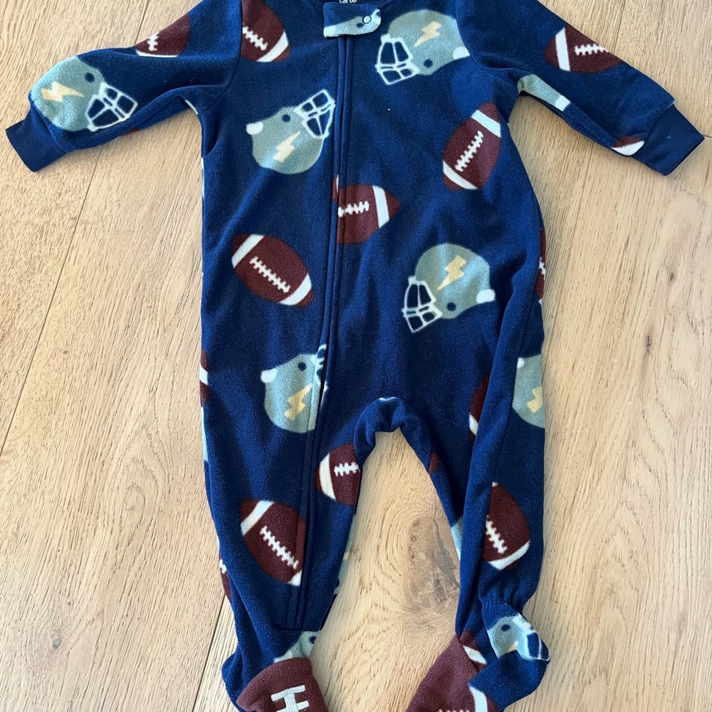 Carter's Navy and Brown Football Pajamas